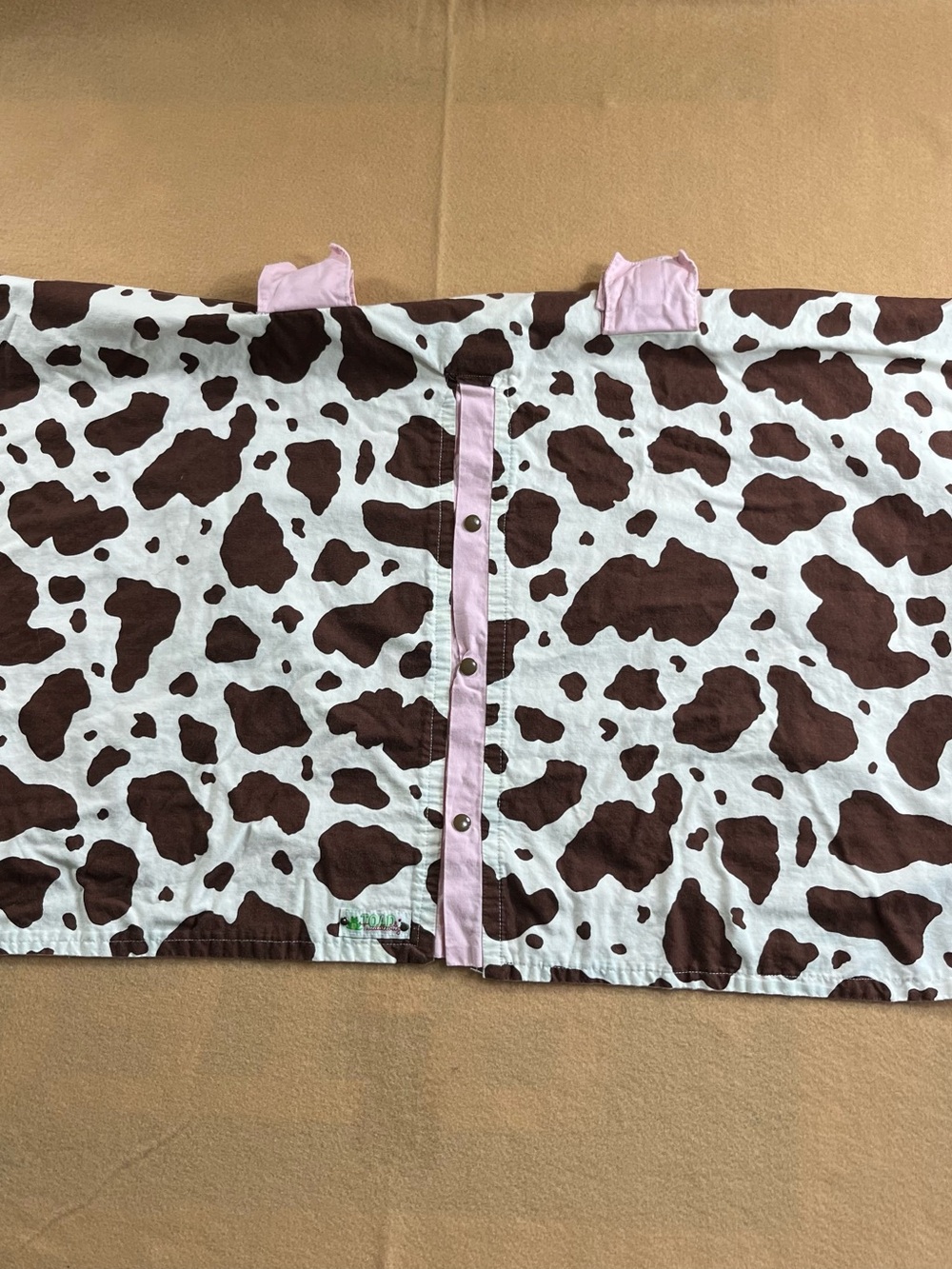 Toad & Twiddlebugs Baby Car Seat Canopy Cover Cow Print Pink Trim Boutique